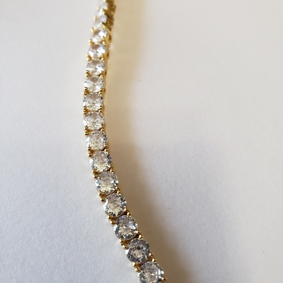 Tennis Chain Necklace Real Gold Plated Hip Hop Rock Street Jewelry 16 inches - Picture 11 of 13